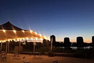 Coal house at sunset
