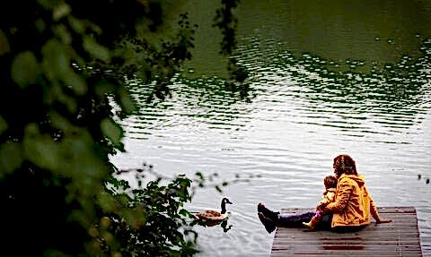Mum with child at Walthamstow Wetlands